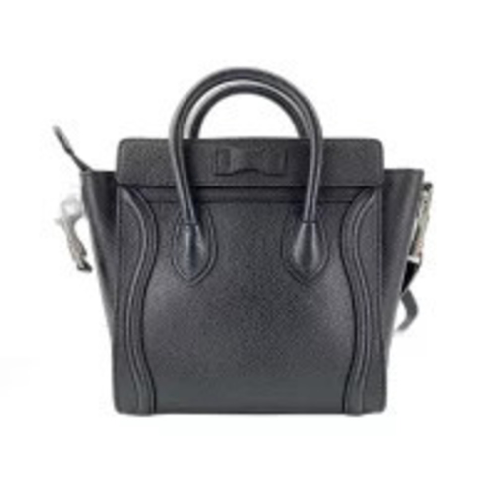 Celine Leather Luggage Tote Handbag Black